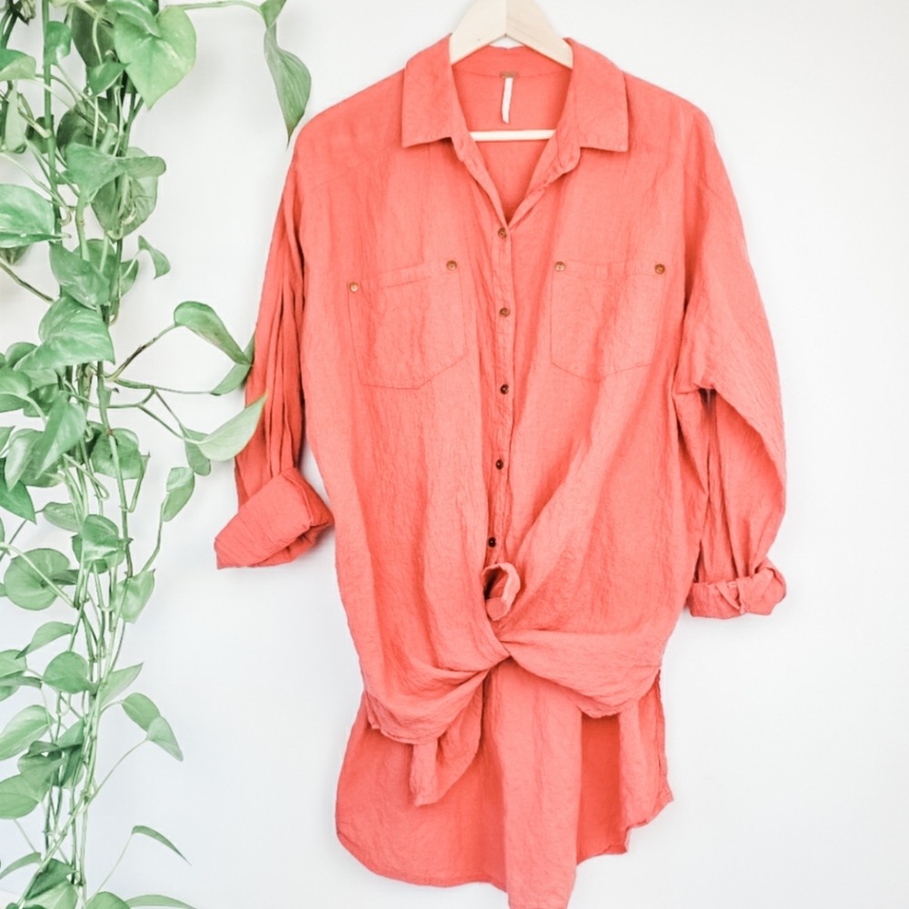 Free People Button down pink shirt